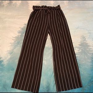 Women’s striped dress pants with belt